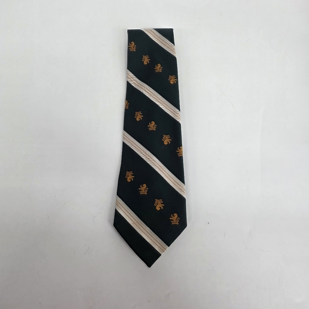 VINTAGE 70s Donegal Qiana Nylon Lion Crest Regimental Stripe Tie WPL 808 Prep